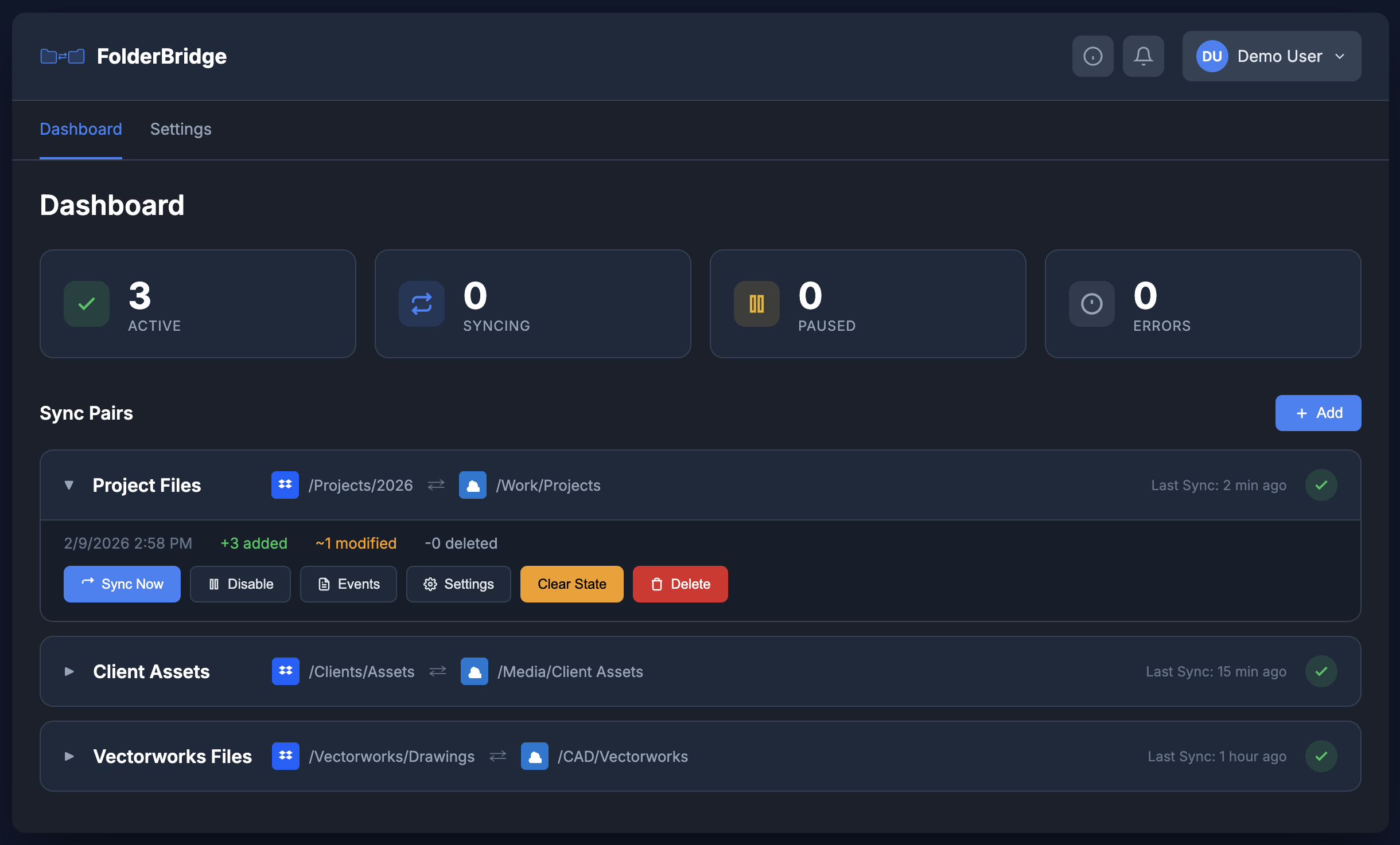 FolderBridge Dashboard